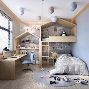 北欧卧室儿童房3d模型