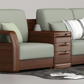 新中式多人沙发3d模型