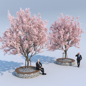 现代樱花景观树3d模型