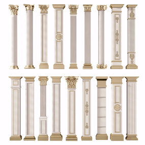 欧式罗马柱柱头圆柱雕花柱3d模型