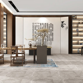 新中式禅意茶展馆3d模型