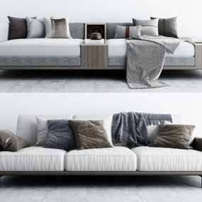 现代绒布多人沙发3d模型