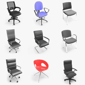 现代职员办公椅组合3d模型