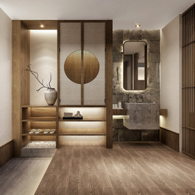 新中式民宿客房3d模型