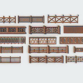 中式护栏围栏3d模型