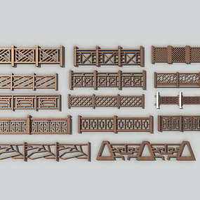 中式围栏护栏3d模型