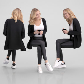 现代坐姿女人3d模型