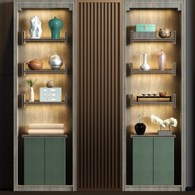 新中式实木金属装饰柜3d模型