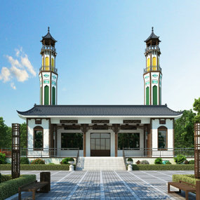 中式寺庙建筑外观3d模型