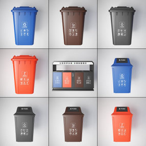 现代分类垃圾箱垃圾桶3d模型