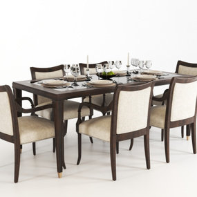 美式餐桌椅3d模型