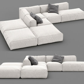 现代布艺转角多人沙发3d模型