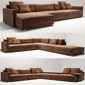 现代转角多人沙发组合3d模型
