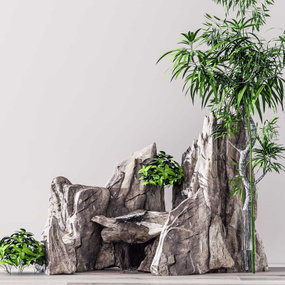 现代植物景观石头3d模型