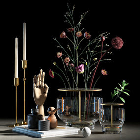 现代花瓶蜡烛摆件组合3d模型