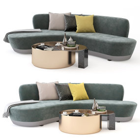 现代布艺弧形多人沙发3d模型