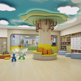 现代幼儿园早教中心3d模型