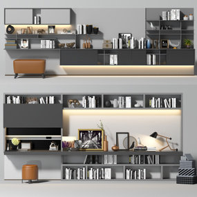 现代书桌书柜3d模型