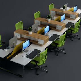 现代卡位办公桌椅3d模型
