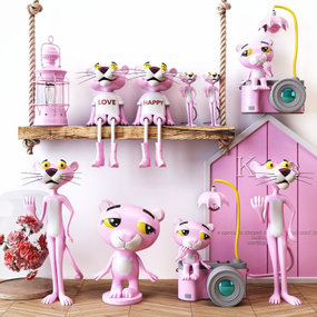 北欧网红粉红豹儿童玩具3d模型