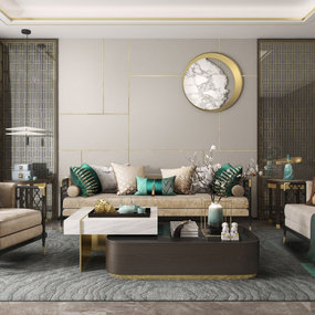新中式轻奢沙发组合3d模型