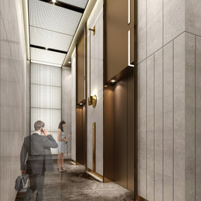 现代大堂入口电梯厅3d模型
