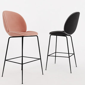 现代布艺吧椅餐椅3D模型