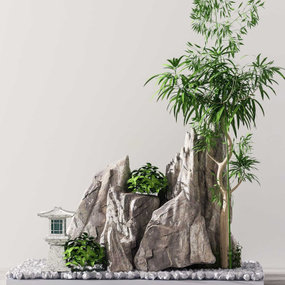 中式园艺假山石3d模型
