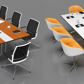 现代小型会议桌椅3D模型