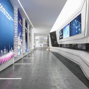 现代展厅走廊走道3d模型