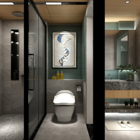 现代卫生间浴室3d模型