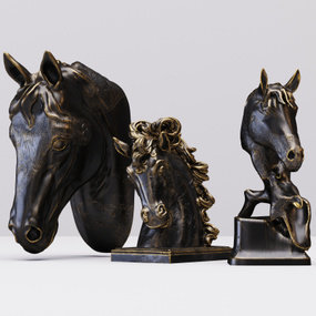 现代金属马头雕塑3d模型