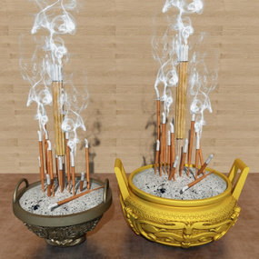 现代香炉圆鼎雕塑3d模型