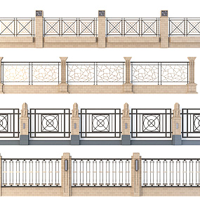 欧式围墙铁艺围栏3d模型