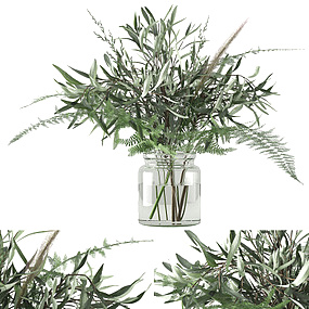 现代绿植花卉花瓶3d模型