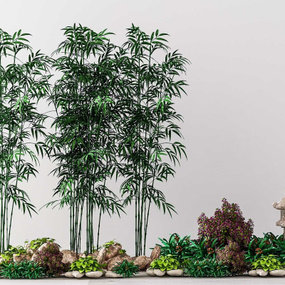 新中式植物竹子园艺小品3d模型