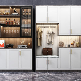 现代酒柜鞋柜冰箱组合3D模型