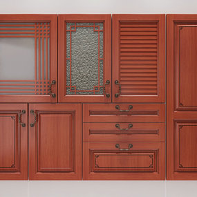 中式实木衣橱门板组合3d模型