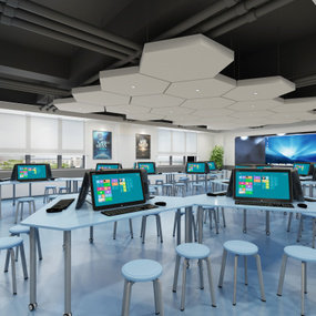 现代学校机电教室3d模型