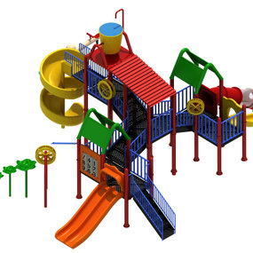 现代儿童滑梯游乐设施3d模型