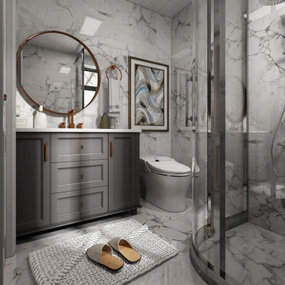 美式卫生间浴室3d模型