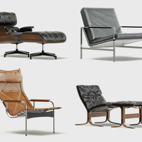 现代皮革休闲躺椅3d模型