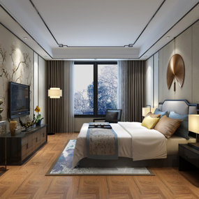 中式主人房卧室免费3d模型