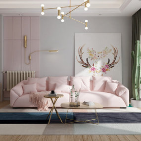 北欧粉色双人沙发3d模型