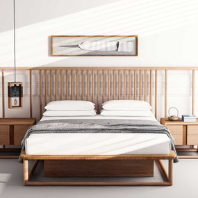新中式双人床床头柜3d模型