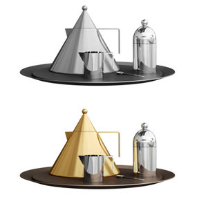 现代金属茶盘水壶器皿摆件3d模型