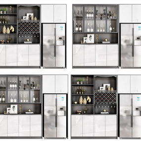 现代冰箱酒柜组合3d模型