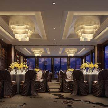 现代酒店餐厅宴会厅3D模型