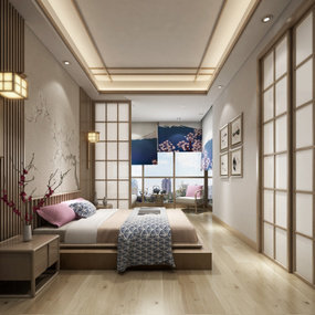 日式主人房卧室3d模型