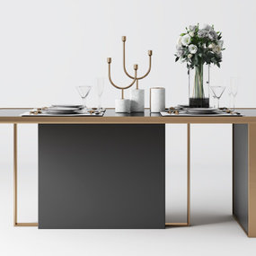 现代金属餐桌3d模型